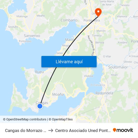 Cangas do Morrazo (E.A.) to Centro Asociado Uned Pontevedra map