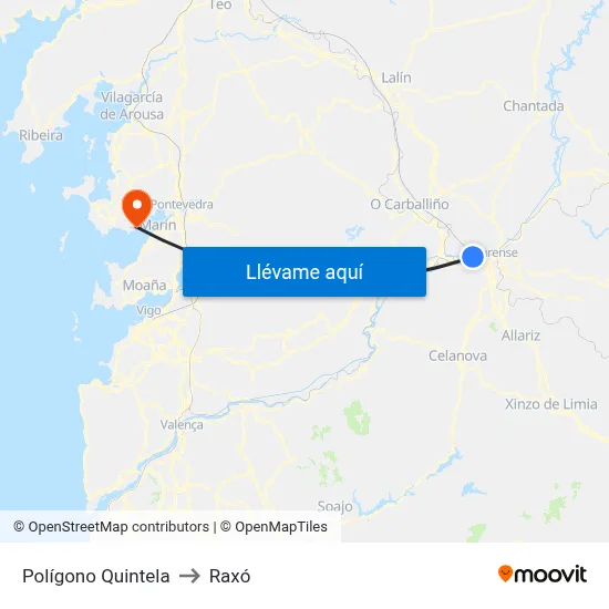 Polígono Quintela to Raxó map