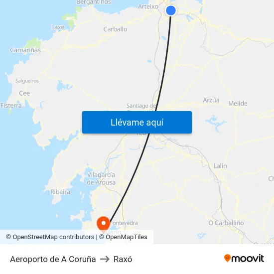 Aeroporto de A Coruña to Raxó map