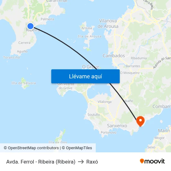 Avda. Ferrol - Ribeira (Ribeira) to Raxó map