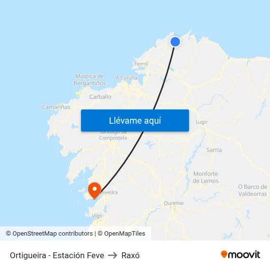 Ortigueira - Estación Feve to Raxó map