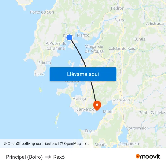 Principal (Boiro) to Raxó map