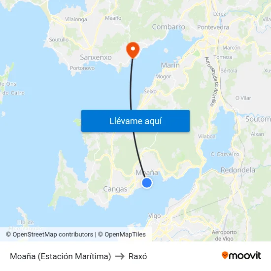Moaña (Estación Marítima) to Raxó map