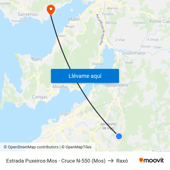 Estrada Puxeiros-Mos - Cruce N-550 (Mos) to Raxó map