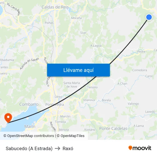 Sabucedo (A Estrada) to Raxó map