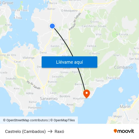Castrelo (Cambados) to Raxó map