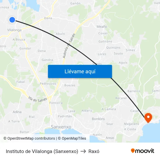 Instituto de Vilalonga (Sanxenxo) to Raxó map