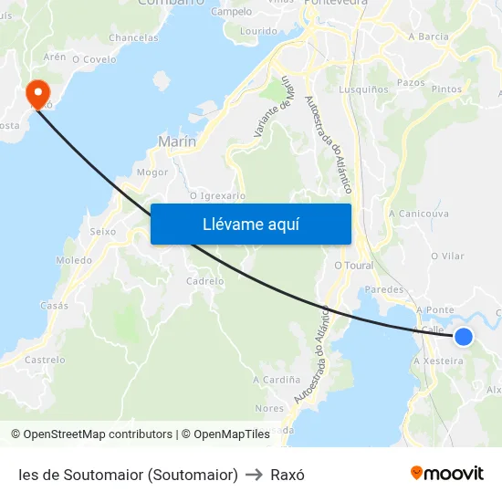 Ies de Soutomaior (Soutomaior) to Raxó map