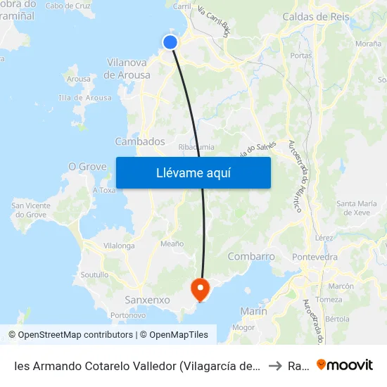 Ies Armando Cotarelo Valledor (Vilagarcía de Arousa) to Raxó map