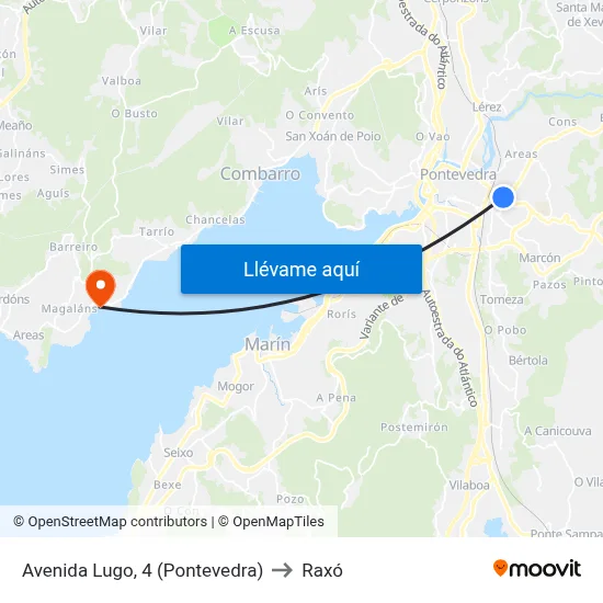 Avenida Lugo, 4 (Pontevedra) to Raxó map