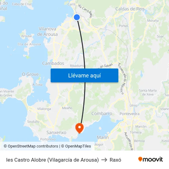Ies Castro Alobre (Vilagarcía de Arousa) to Raxó map