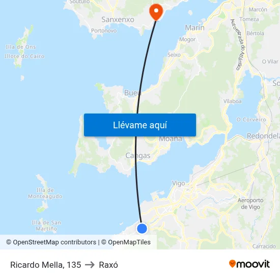 Ricardo Mella, 135 to Raxó map