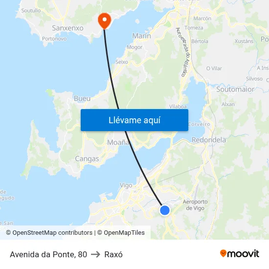 Avenida da Ponte, 80 to Raxó map