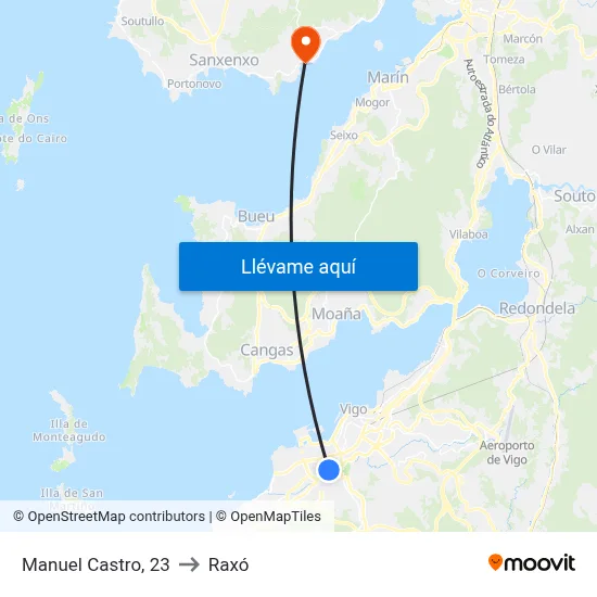 Manuel Castro, 23 to Raxó map