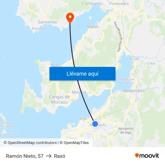 Ramón Nieto, 57 to Raxó map