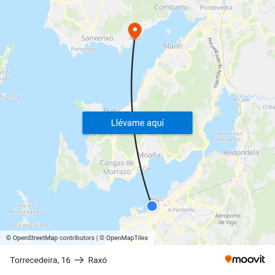 Torrecedeira, 16 to Raxó map