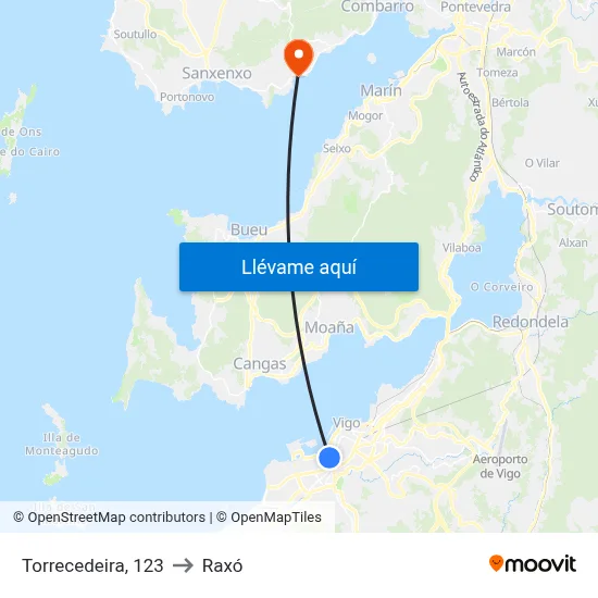 Torrecedeira, 123 to Raxó map
