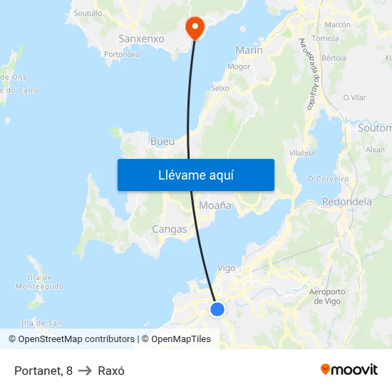 Portanet, 8 to Raxó map