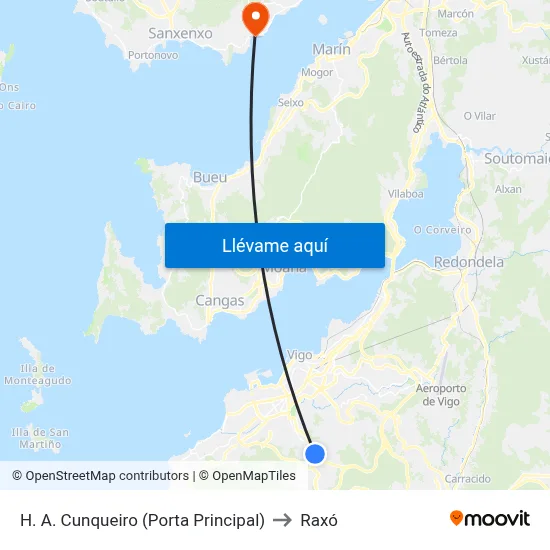 H. A. Cunqueiro (Porta Principal) to Raxó map
