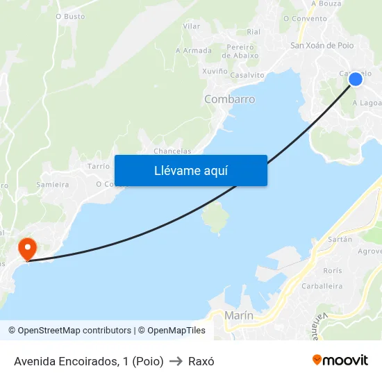 Avenida Encoirados, 1 (Poio) to Raxó map