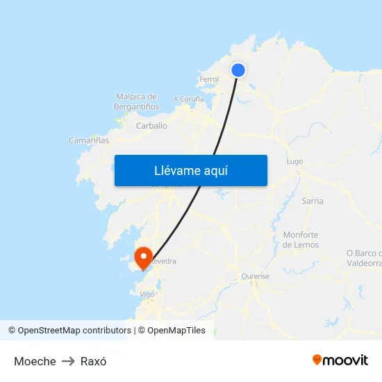 Moeche to Raxó map