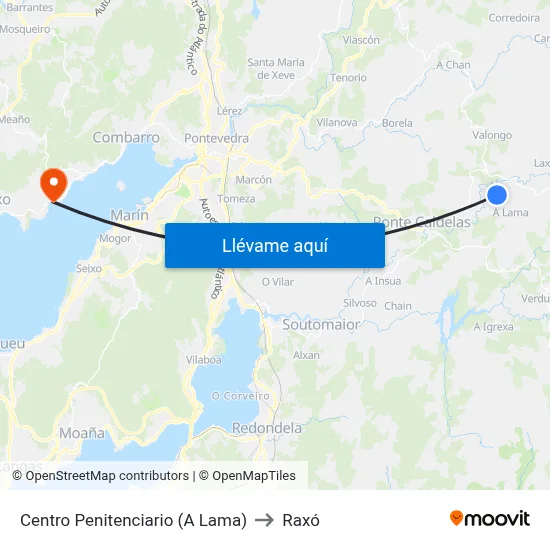 Centro Penitenciario (A Lama) to Raxó map
