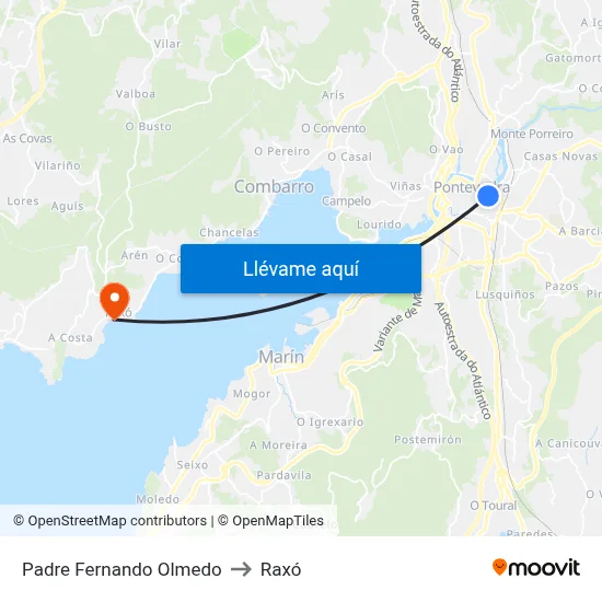 Padre Fernando Olmedo to Raxó map
