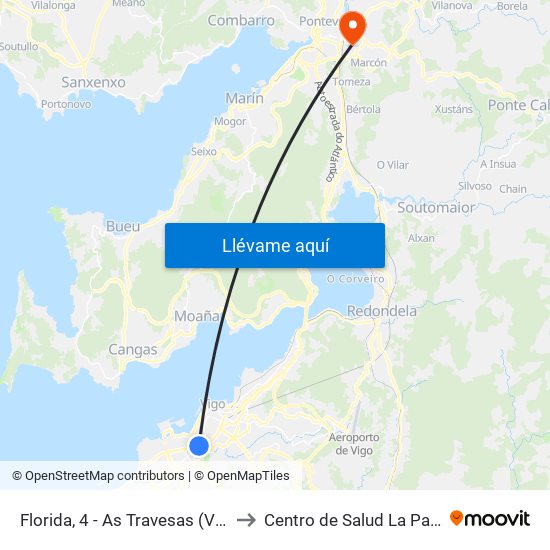 Florida, 4 - As Travesas (Vigo) to Centro de Salud La Parda map