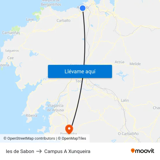 Ies de Sabon to Campus A Xunqueira map
