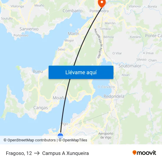 Fragoso, 12 to Campus A Xunqueira map