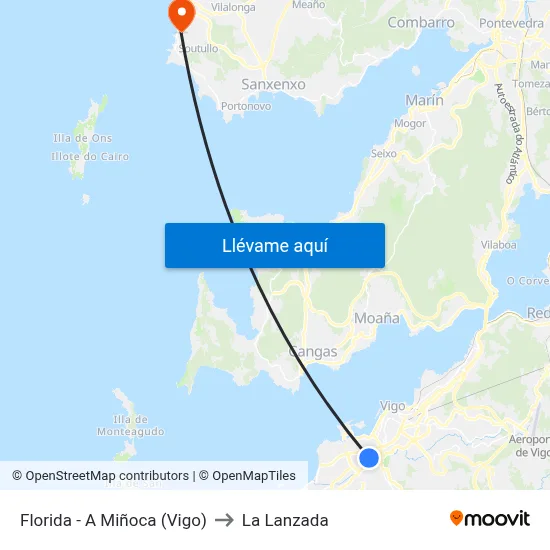 Florida - A Miñoca (Vigo) to La Lanzada map