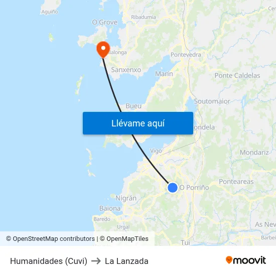 Humanidades (Cuvi) to La Lanzada map