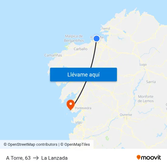 A Torre, 63 to La Lanzada map