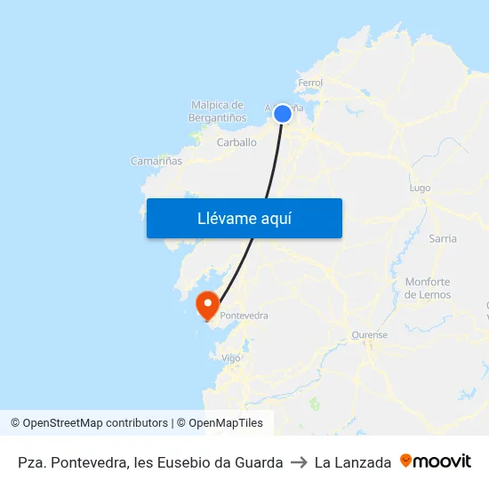 Pza. Pontevedra, Ies Eusebio da Guarda to La Lanzada map