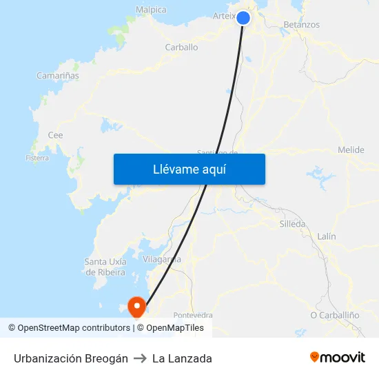Urbanización Breogán to La Lanzada map