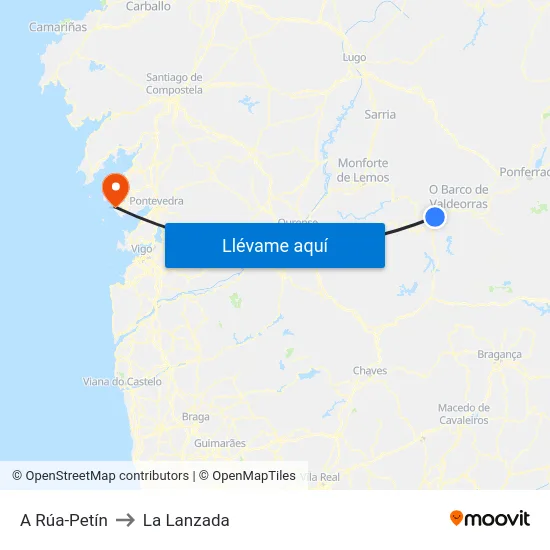 A Rúa-Petín to La Lanzada map