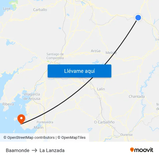 Baamonde to La Lanzada map