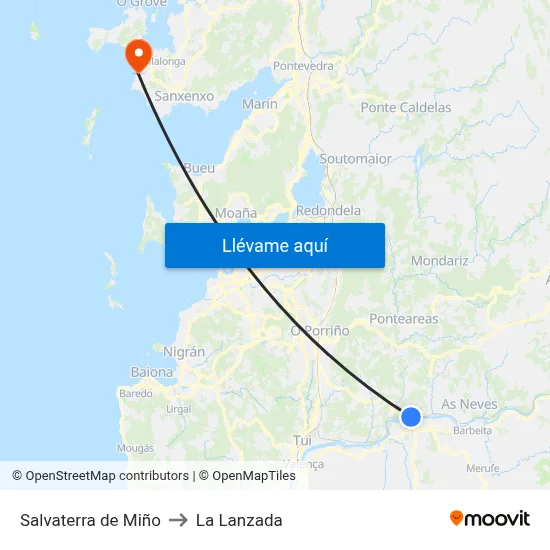 Salvaterra de Miño to La Lanzada map