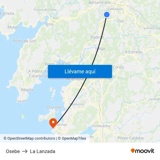 Osebe to La Lanzada map