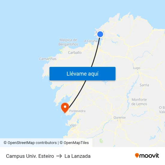Campus Univ. Esteiro to La Lanzada map