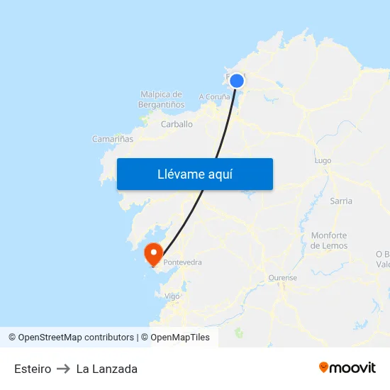 Esteiro to La Lanzada map