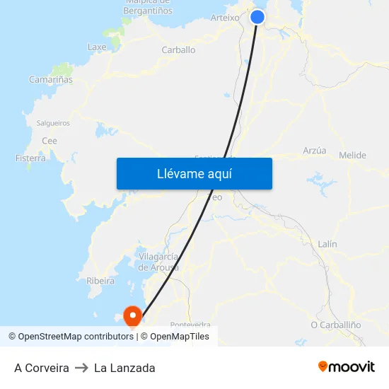 A Corveira to La Lanzada map