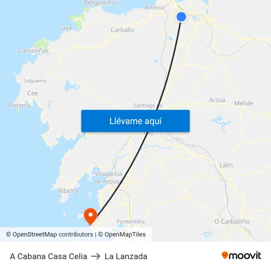 A Cabana Casa Celia to La Lanzada map