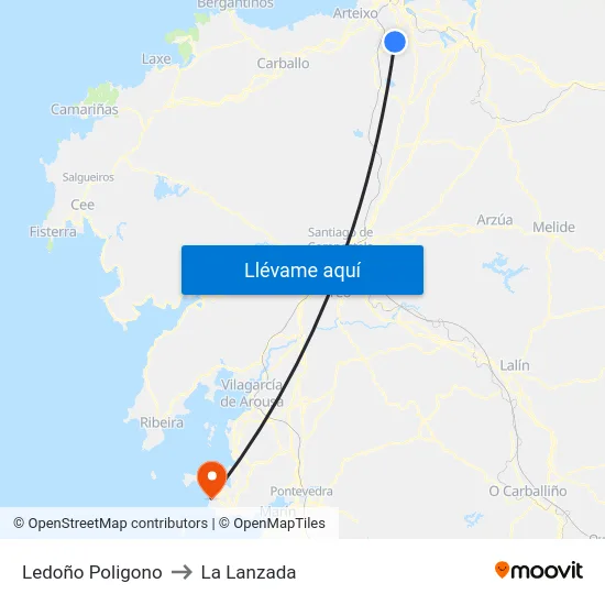 Ledoño Poligono to La Lanzada map
