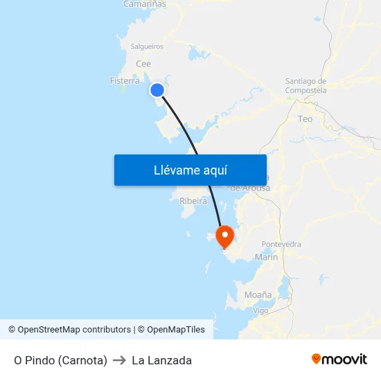 O Pindo (Carnota) to La Lanzada map