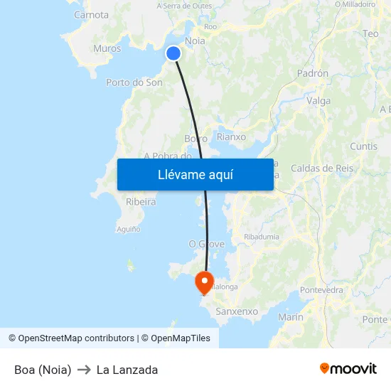 Boa (Noia) to La Lanzada map