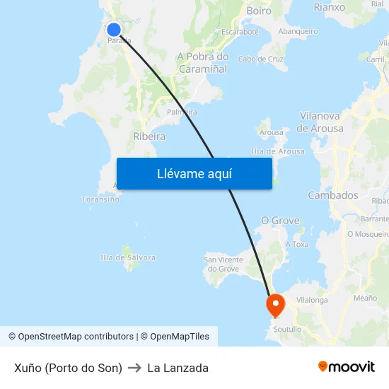 Xuño (O Porto do Son) to La Lanzada map
