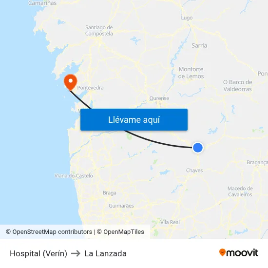 Hospital (Verín) to La Lanzada map