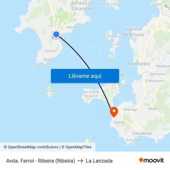 Avda. Ferrol - Ribeira (Ribeira) to La Lanzada map