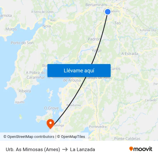 Urb. As Mimosas (Ames) to La Lanzada map